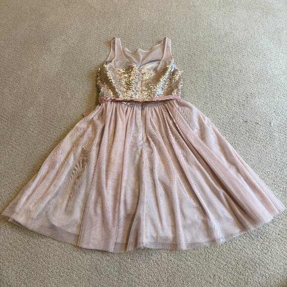 Hailey Adrianna Papell Mini Dress Formal Prom Beige Pink Sequin Tulle Skirt XS - Picture 10 of 12